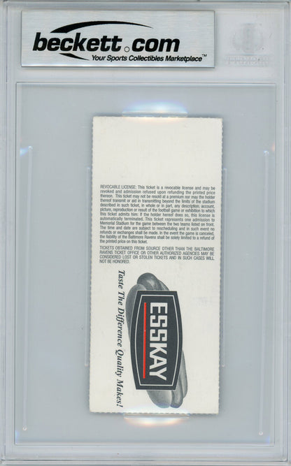 Ray Lewis Autographed 10/6/1996 Ravens vs Patriots Ticket Beckett Slab
