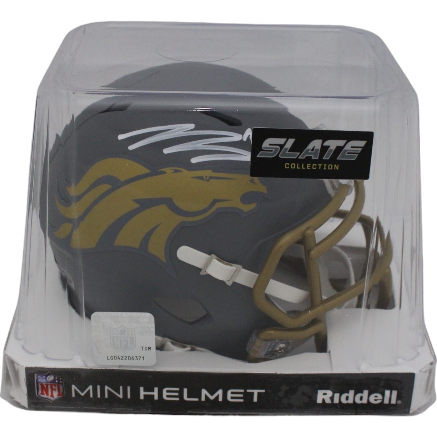 Bo Nix Denver Broncos Autographed Slate Mini Helmet (Beckett)