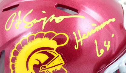 O.J. Simpson Autographed USC Trojans Mini Helmet with Heisman '68 Inscription