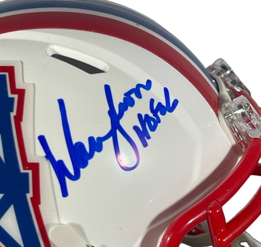 Warren Moon Signed Houston Oilers Throwback Mini Helmet HOF 06 BAS COA