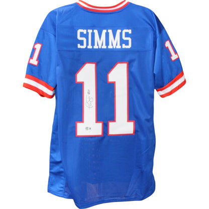 Phil Simms Autographed Custom Blue Football Jersey