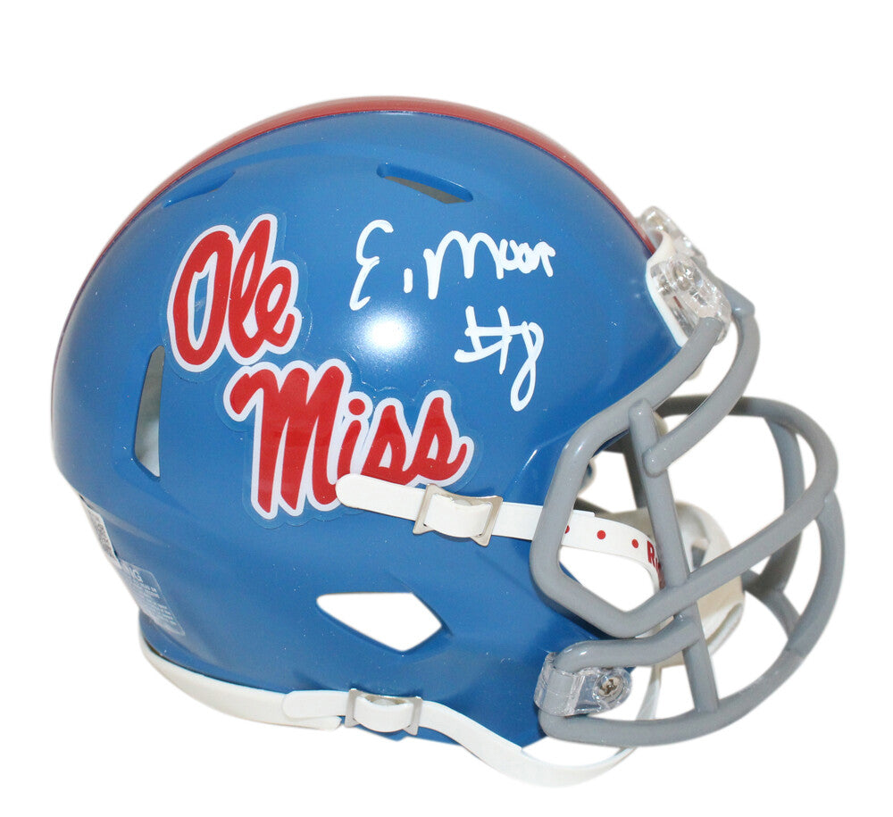 Elijah Moore Autographed Ole Miss Rebels Speed Mini Helmet (Beckett)