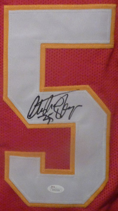 Christian Okoye Autographed Red Pro Style Jersey (Beckett COA)