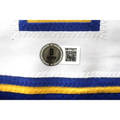 Alex English Autographed Blue Pro Style Jersey (HOF Inscribed)