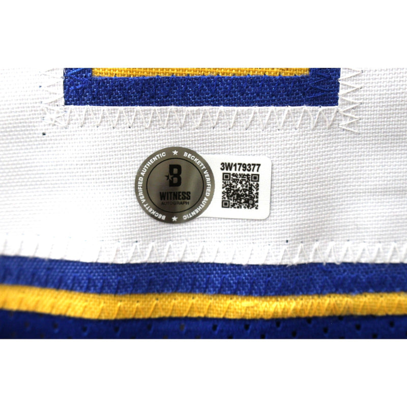 Alex English Autographed Blue Pro Style Jersey (HOF Inscribed)