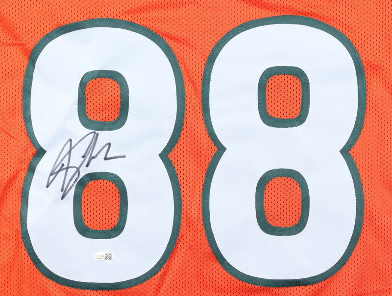Jeremy Shockey Autographed Miami Hurricanes Custom Jersey (Orange)
