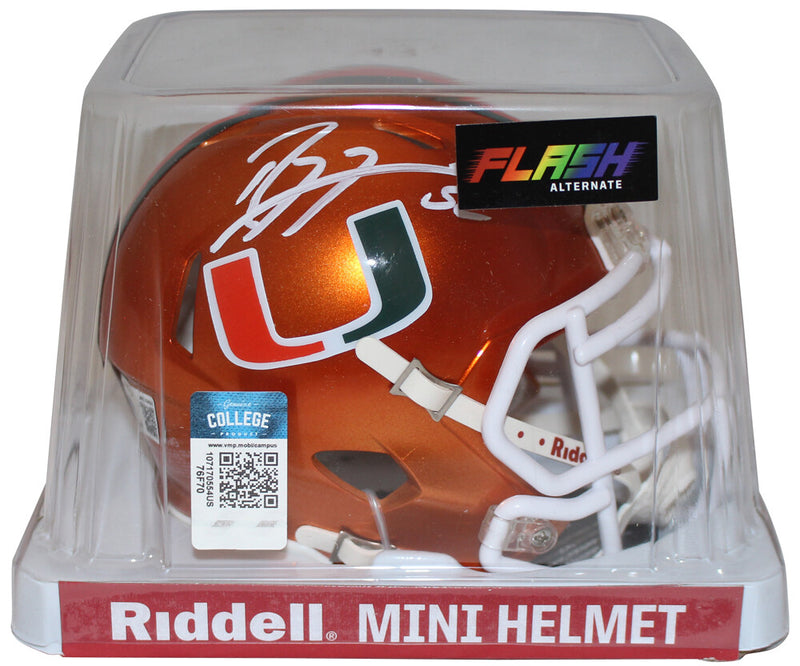 Ray Lewis Miami Hurricanes Signed Flash Speed Mini Helmet Beckett BAS