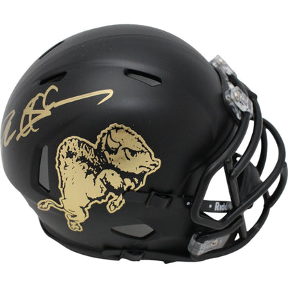 Deion Sanders Autographed Colorado Buffaloes Black Chrome Mini Helmet