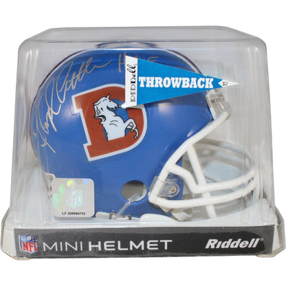Floyd Little Signed Denver Broncos Throwback Mini Helmet (HOF Inscription)