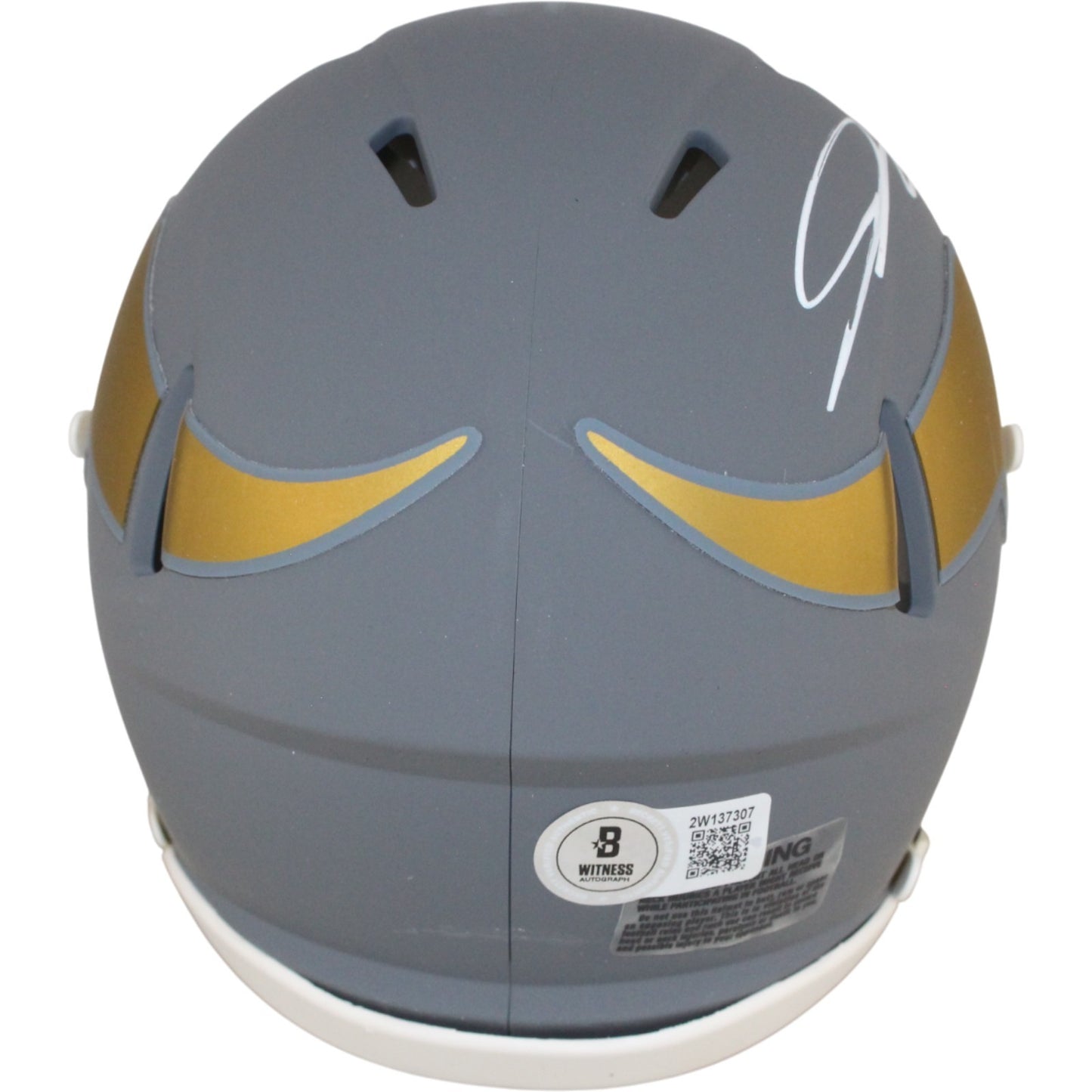 Jordan Addison Minnesota Vikings Signed Slate Mini Helmet