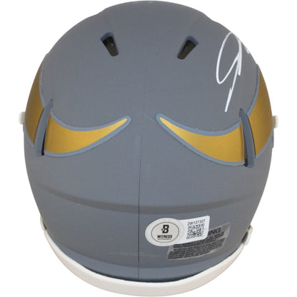 Jordan Addison Minnesota Vikings Signed Slate Mini Helmet