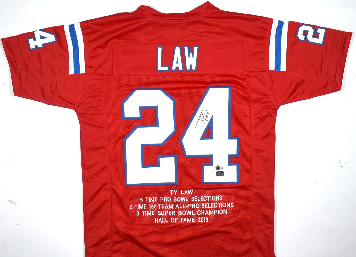 Ty Law Signed Red Custom Pro Style Jersey