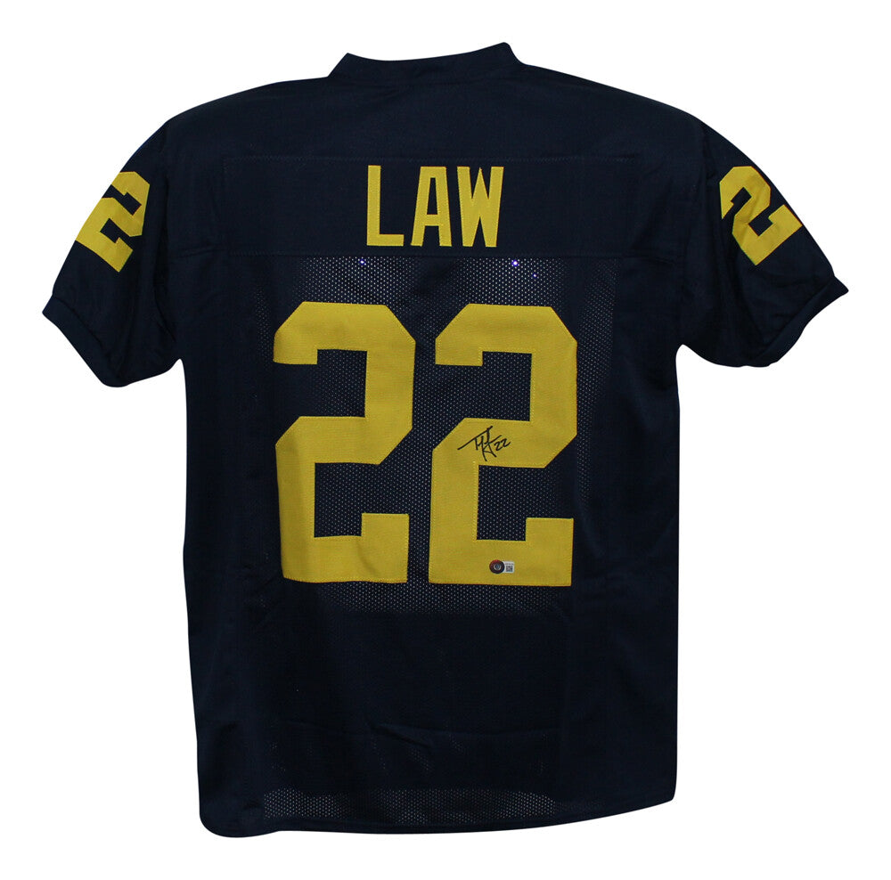 Ty Law Autographed Michigan Style Custom Jersey (Beckett BAS)