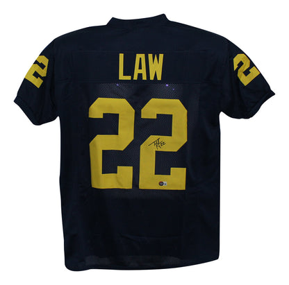 Ty Law Autographed Michigan Style Custom Jersey (Beckett BAS)