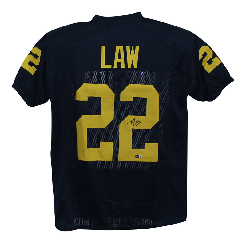 Ty Law Autographed Michigan Style Custom Jersey (Beckett BAS)