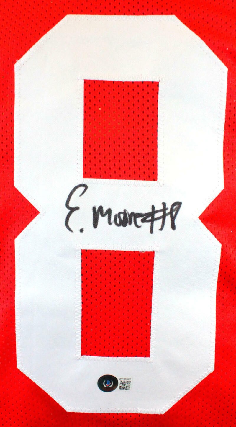 Elijah Moore Signed Red Custom College Style Jersey