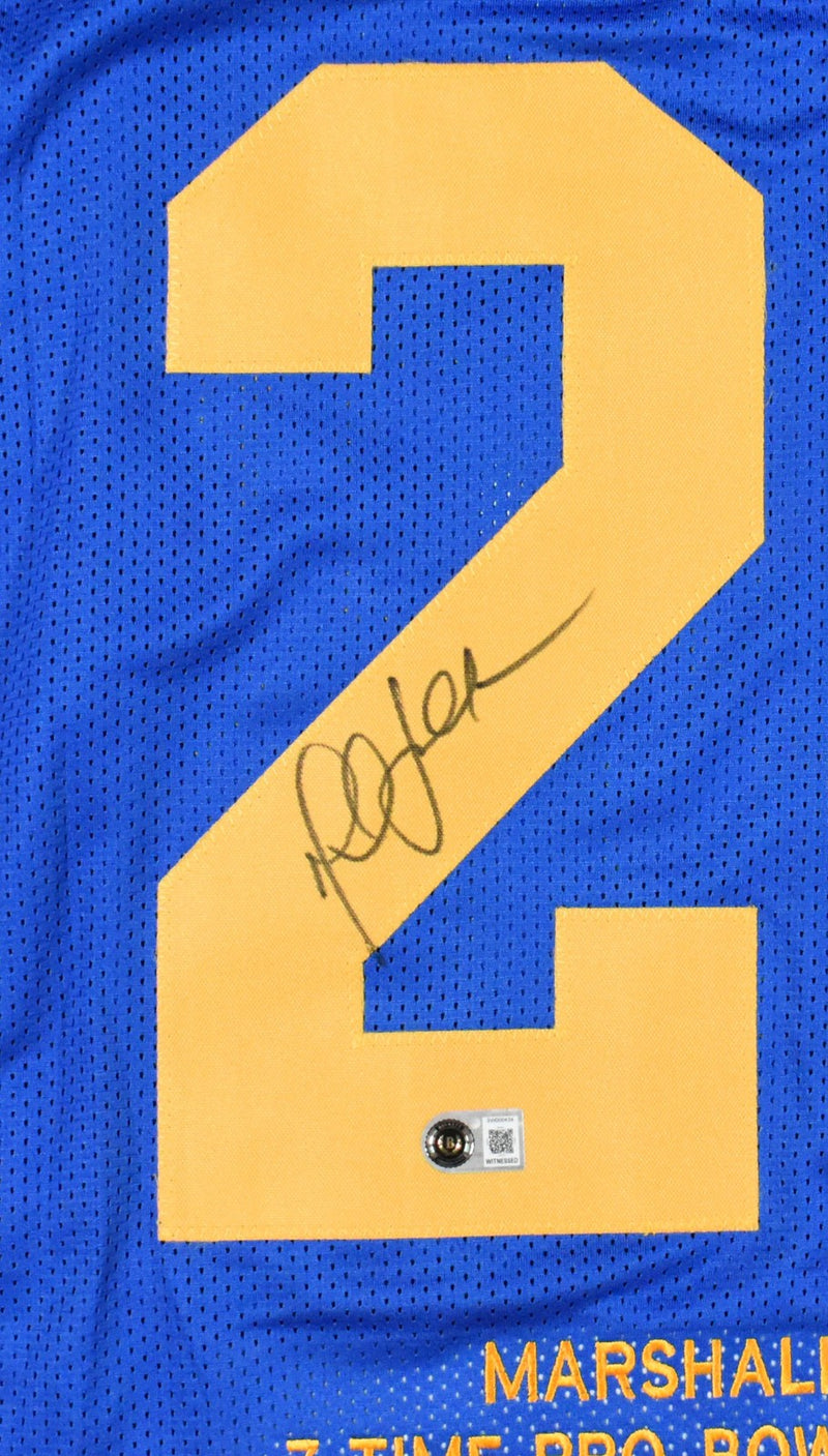 Marshall Faulk Autographed Los Angeles Rams Custom Blue Stat Jersey
