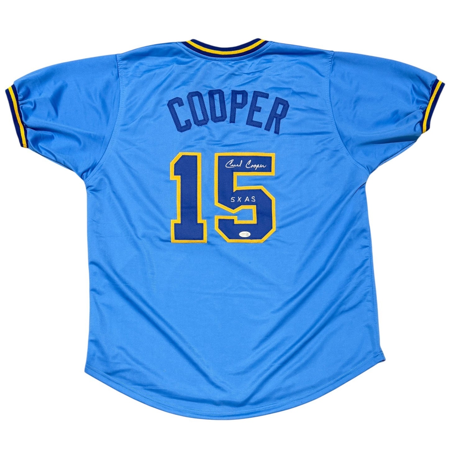 Cecil Cooper Signed Milwaukee Brewers Custom Jersey (JSA Witnessed)
