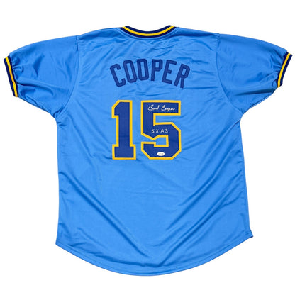 Cecil Cooper Signed Milwaukee Brewers Custom Jersey (JSA Witnessed)