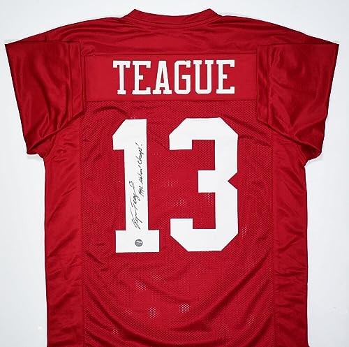 George Teague Signed Alabama Style Crimson Jersey - 1992 Champs Inscription