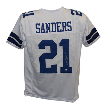 Deion Sanders Autographed Pro Style Custom White Football Jersey (BAS)