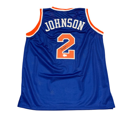 Larry Johnson Signed New York Knicks Custom Jersey Beckett COA