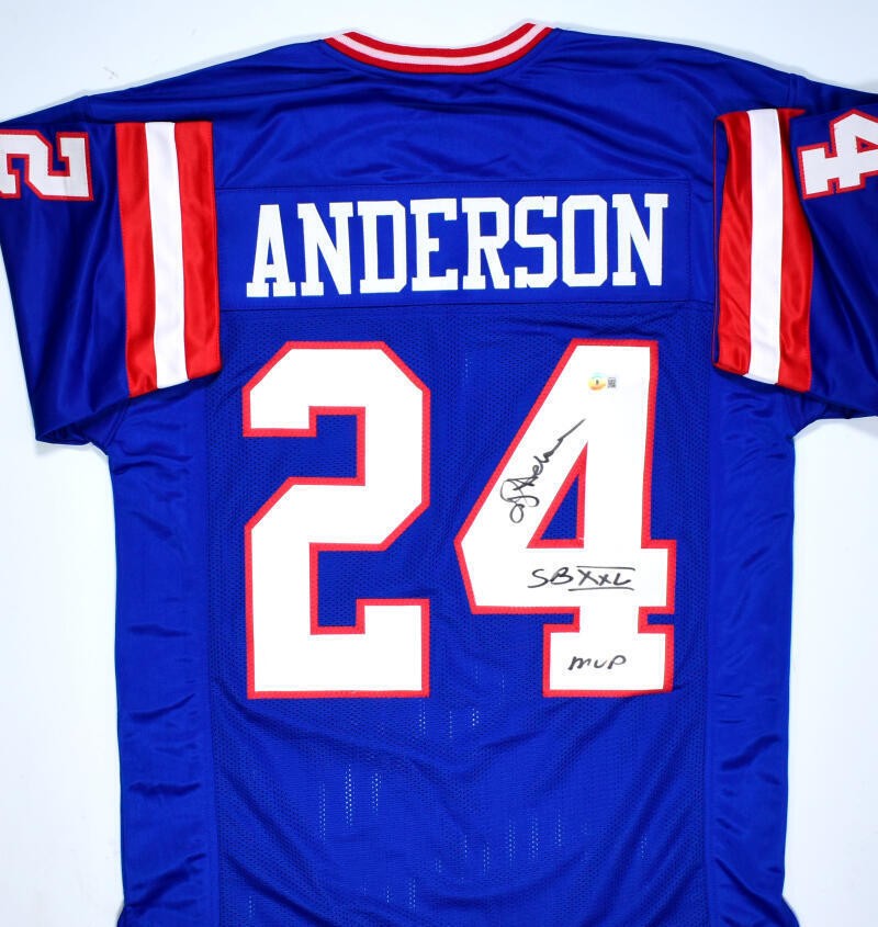 Otis Anderson Signed New York Giants Custom Blue Jersey - SB MVP