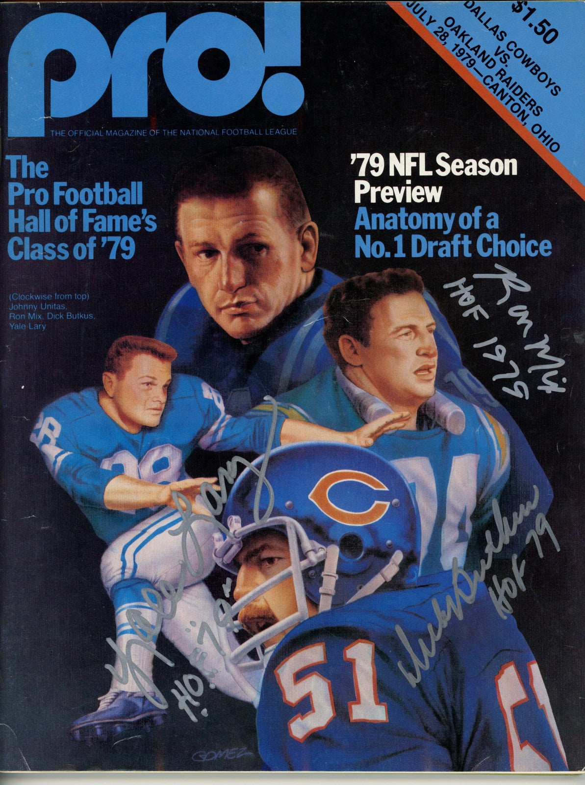 Dick Butkus, Yale Lary & Ron Mix Signed Pro! 07/28/1979 Magazine (JSA)