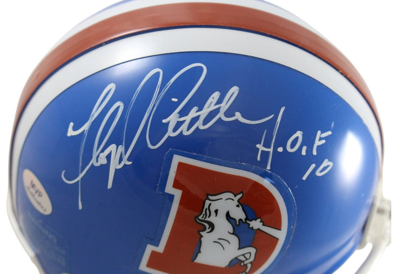 Floyd Little Autographed Denver Broncos VSR4 Mini Helmet HOF (Beckett)