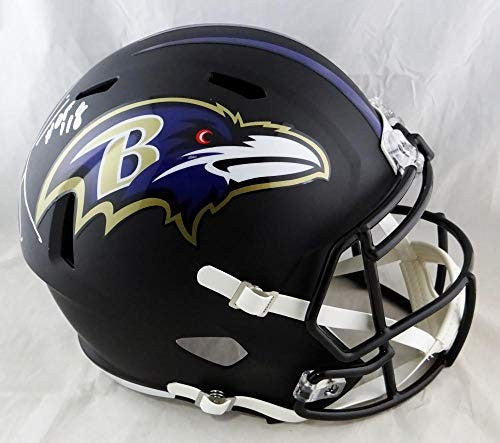 Ray Lewis Signed Baltimore Ravens Flat Black Full Size Helmet