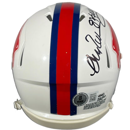 Jim Kelly, Andre Reed & Thurman Thomas Signed Bills Throwback Mini Helmet