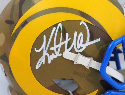 Kurt Warner Signed St. Louis Rams Camo Speed Mini Helmet