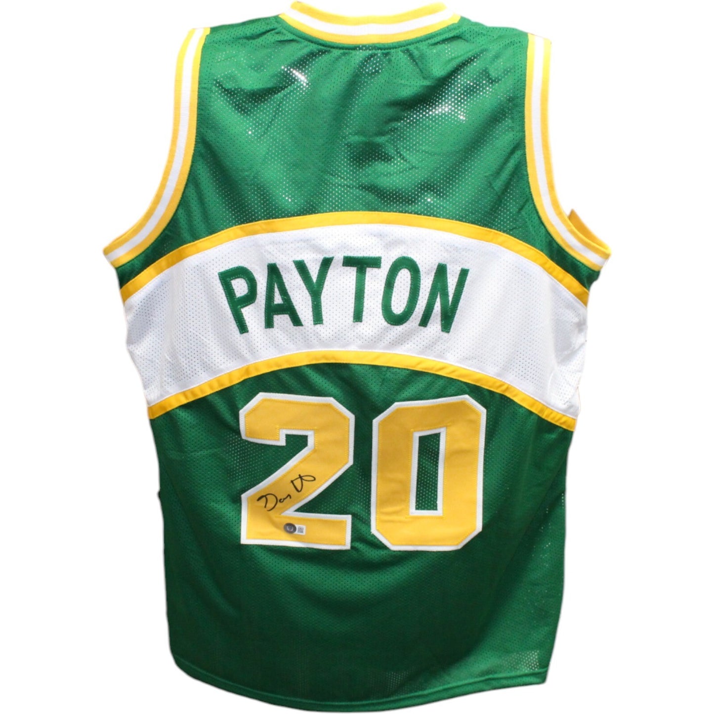 Gary Payton Autographed Seattle SuperSonics Style Green Jersey BAS