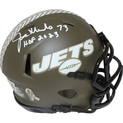 Joe Klecko Signed New York Jets Salute to Service Mini Helmet Beckett BAS