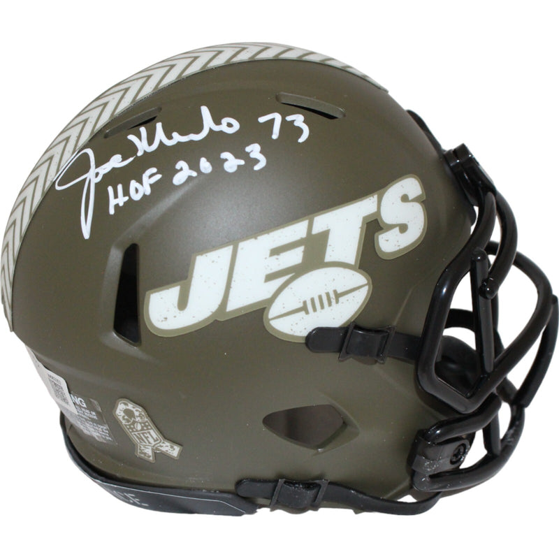 Joe Klecko Signed New York Jets Salute to Service Mini Helmet Beckett BAS