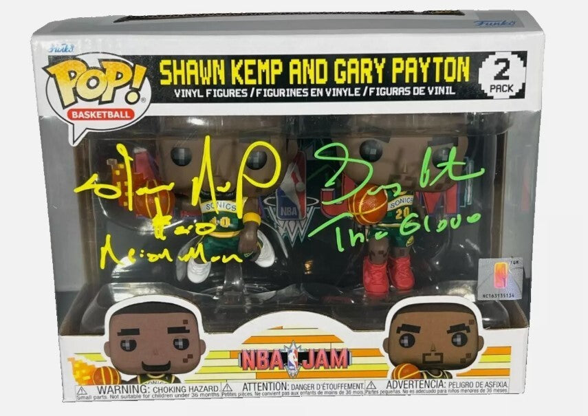 Gary Payton & Shawn Kemp Signed NBA JAM Funko Pop (Beckett COA)