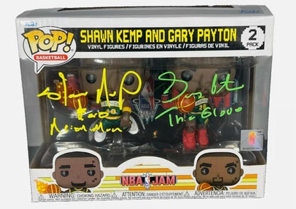 Gary Payton & Shawn Kemp Signed NBA JAM Funko Pop (Beckett COA)