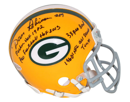Dave Robinson Signed Green Bay Packers Mini Helmet 10 Stat Inscriptions BAS