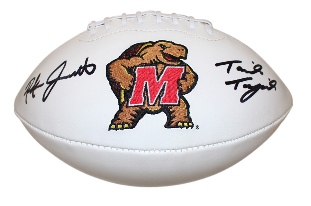 Taulia Tagovailoa & Rakim Jarrett Signed Maryland Terrapins Logo Football