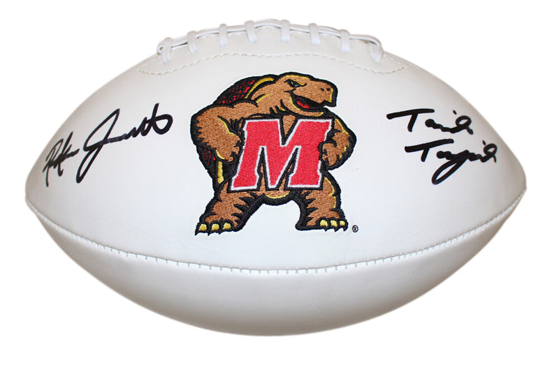 Taulia Tagovailoa & Rakim Jarrett Signed Maryland Terrapins Logo Football