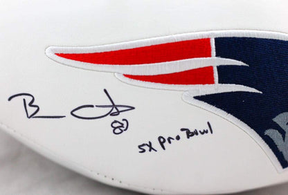 Ben Coates Signed New England Patriots Logo Football with Inscription