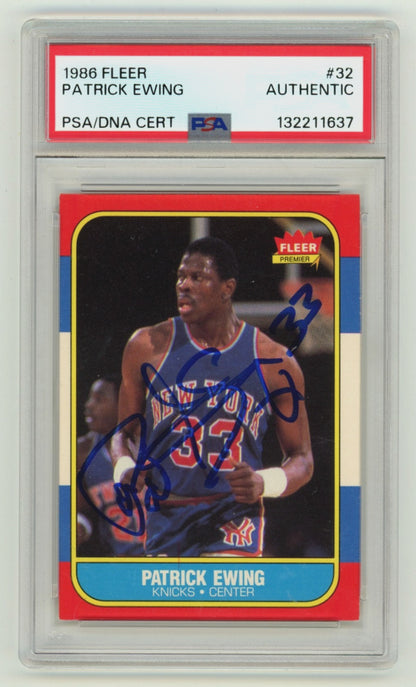 Patrick Ewing Autographed 1986-87 Fleer #32 Rookie Card PSA Authentic