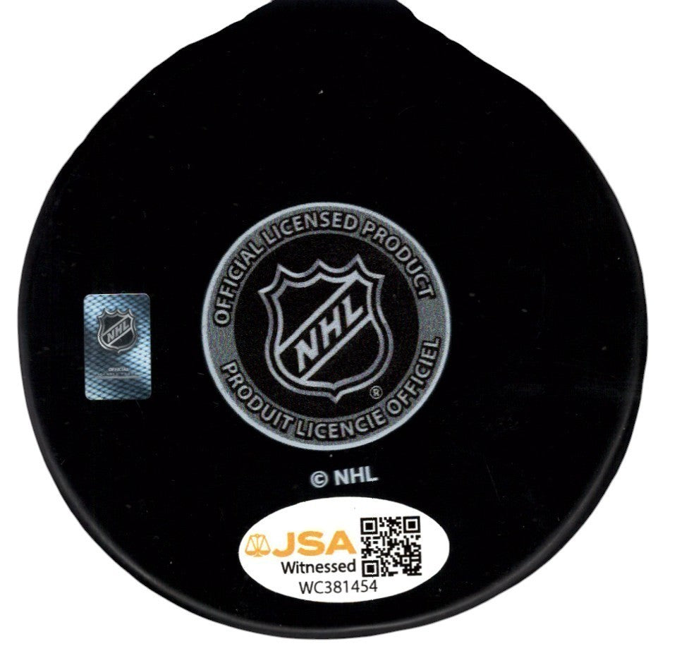 Mike Modano Signed Dallas Stars Logo Puck (HOF 2014 Inscription) JSA