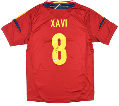 Xavi Hernandez Signed Spain National Team Home Jersey