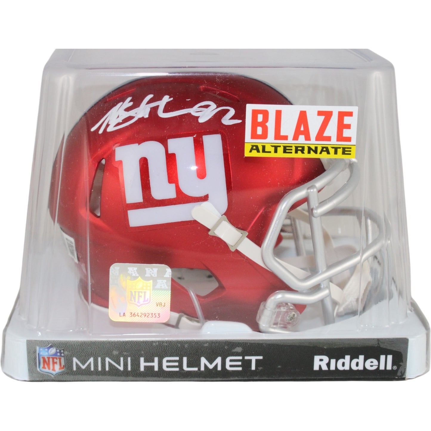 Michael Strahan New York Giants Autographed Blaze Mini Helmet