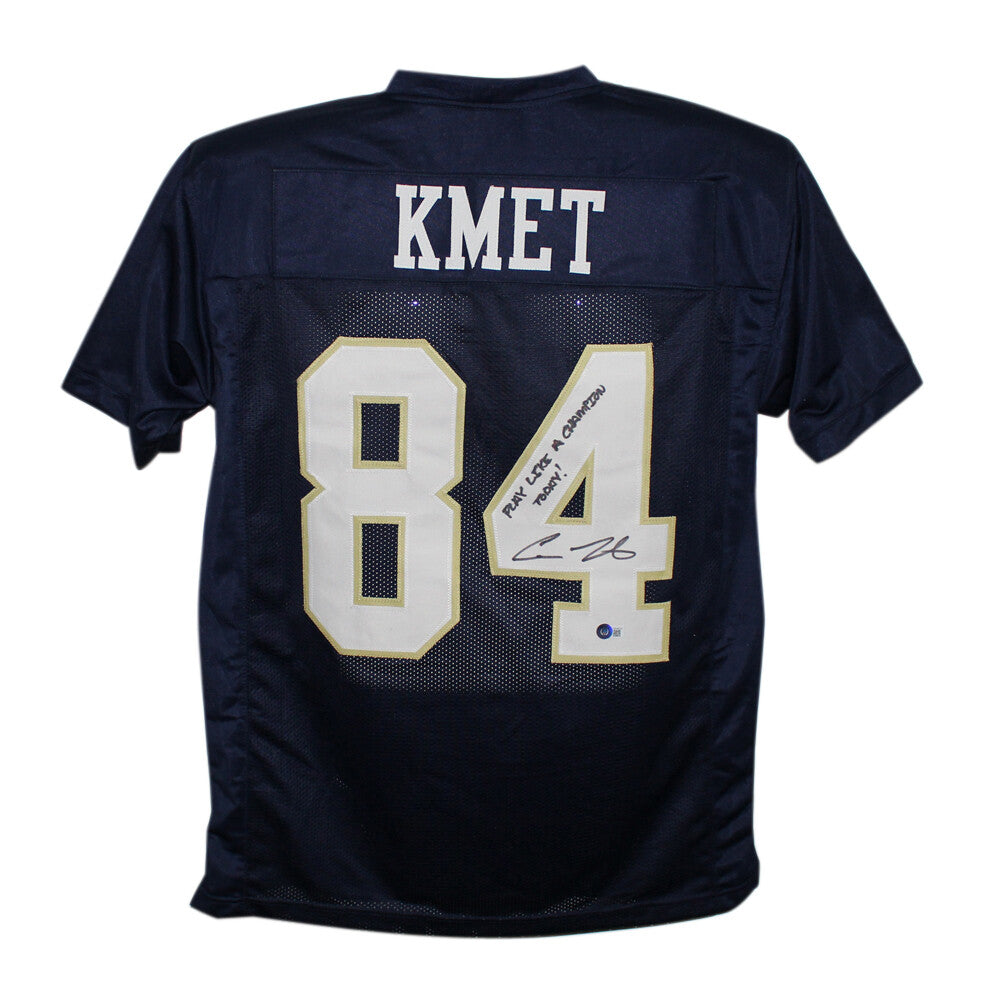 Cole Kmet Signed Notre Dame Style Jersey "Play Like A Champion" BAS