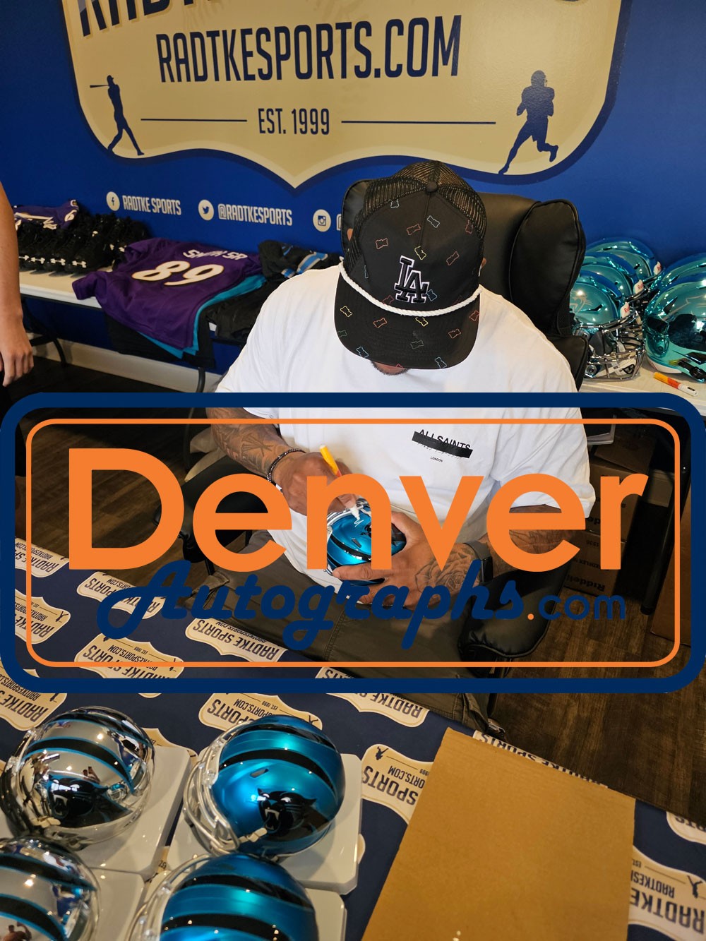 Steve Smith Signed Carolina Panthers Blaze Mini Helmet