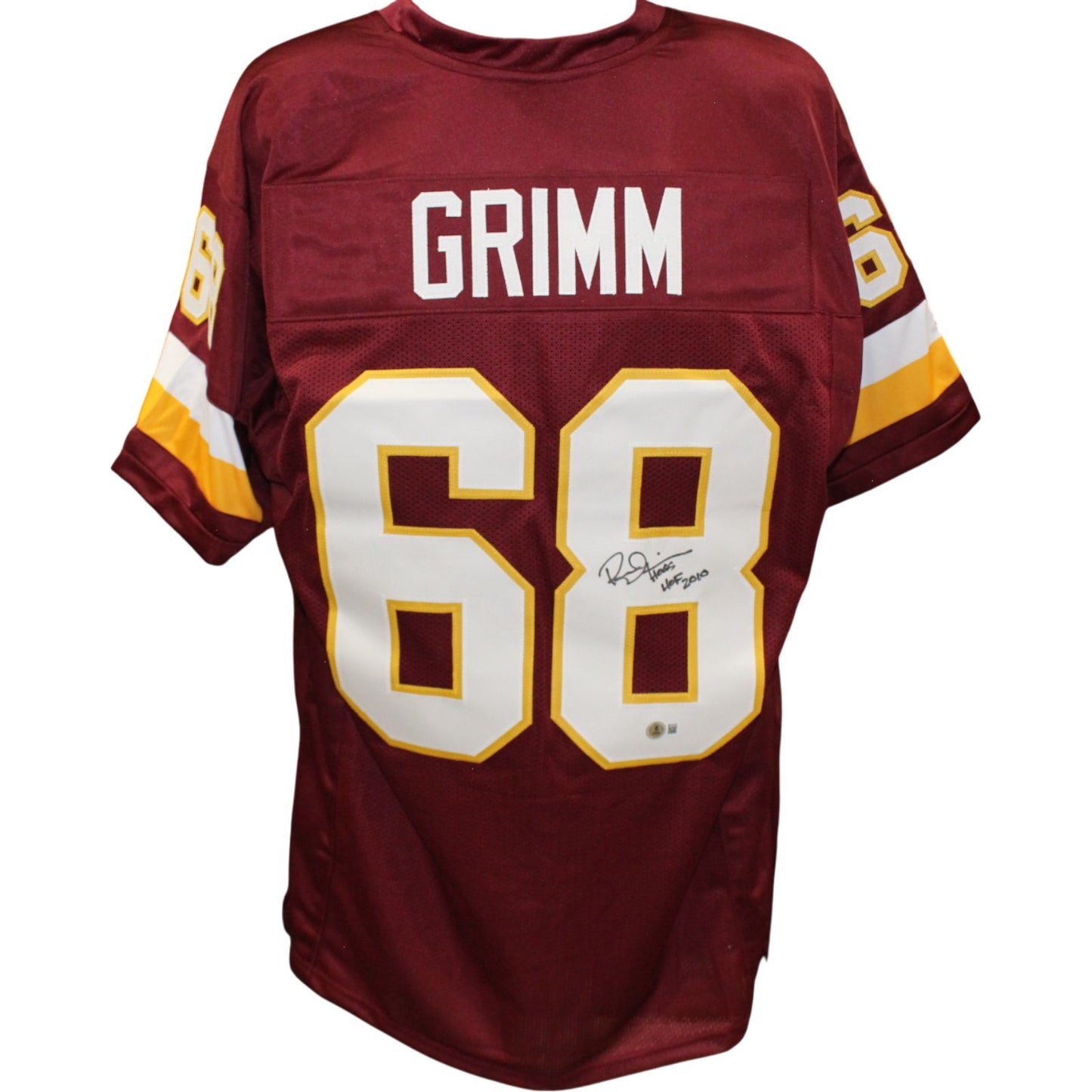 Russ Grimm Autographed Red Pro Style Jersey (HOF Inscription)