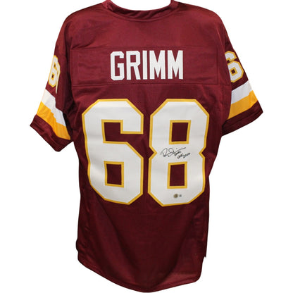 Russ Grimm Autographed Red Pro Style Jersey (HOF Inscription)