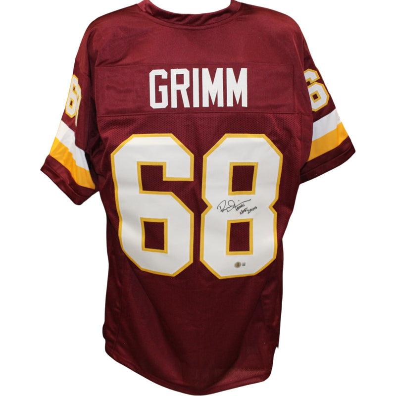 Russ Grimm Autographed Red Pro Style Jersey (HOF Inscription)